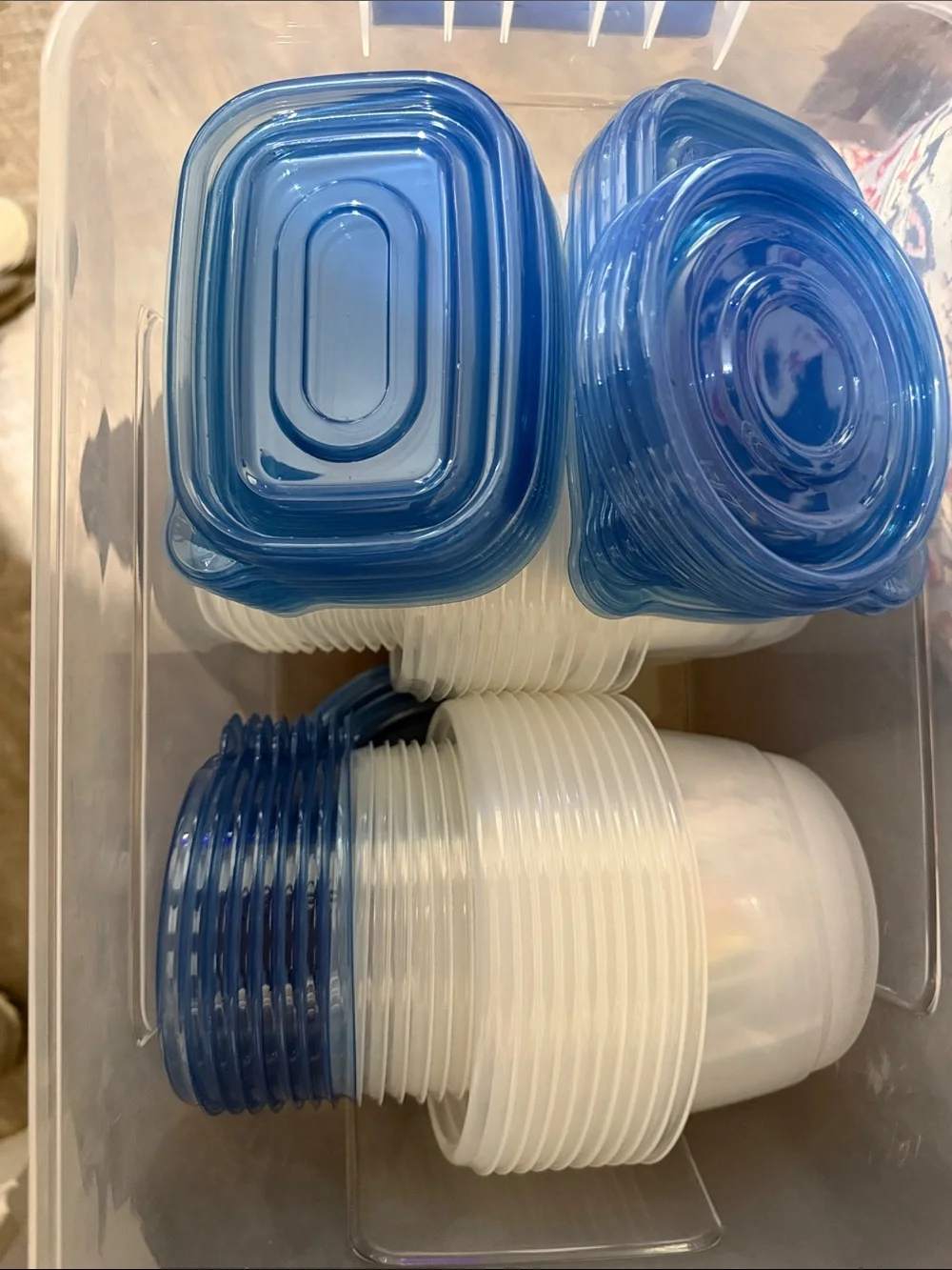 NIB Blue-Lid Food Storage Container Set - BPA-Free Kitchen Organization